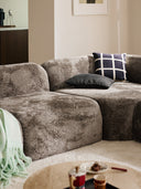 Wolke 4 Kişilik Modüler Köşe Koltuk Teddy Buklet Taupe