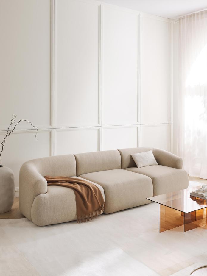 Wolke Modüler Kanepe – Keten Dokulu, 3-4 Kişilik-Kanepe-Innature Home-Açık Bej-NowShopFun