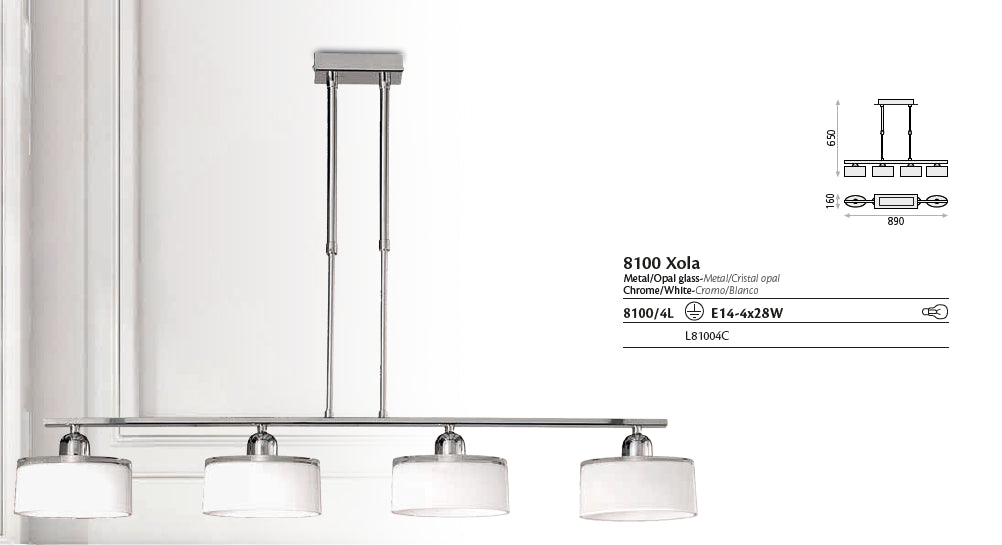 Xola Sarkit 4l Chrome Ø89x65 Cm E14 4x20w