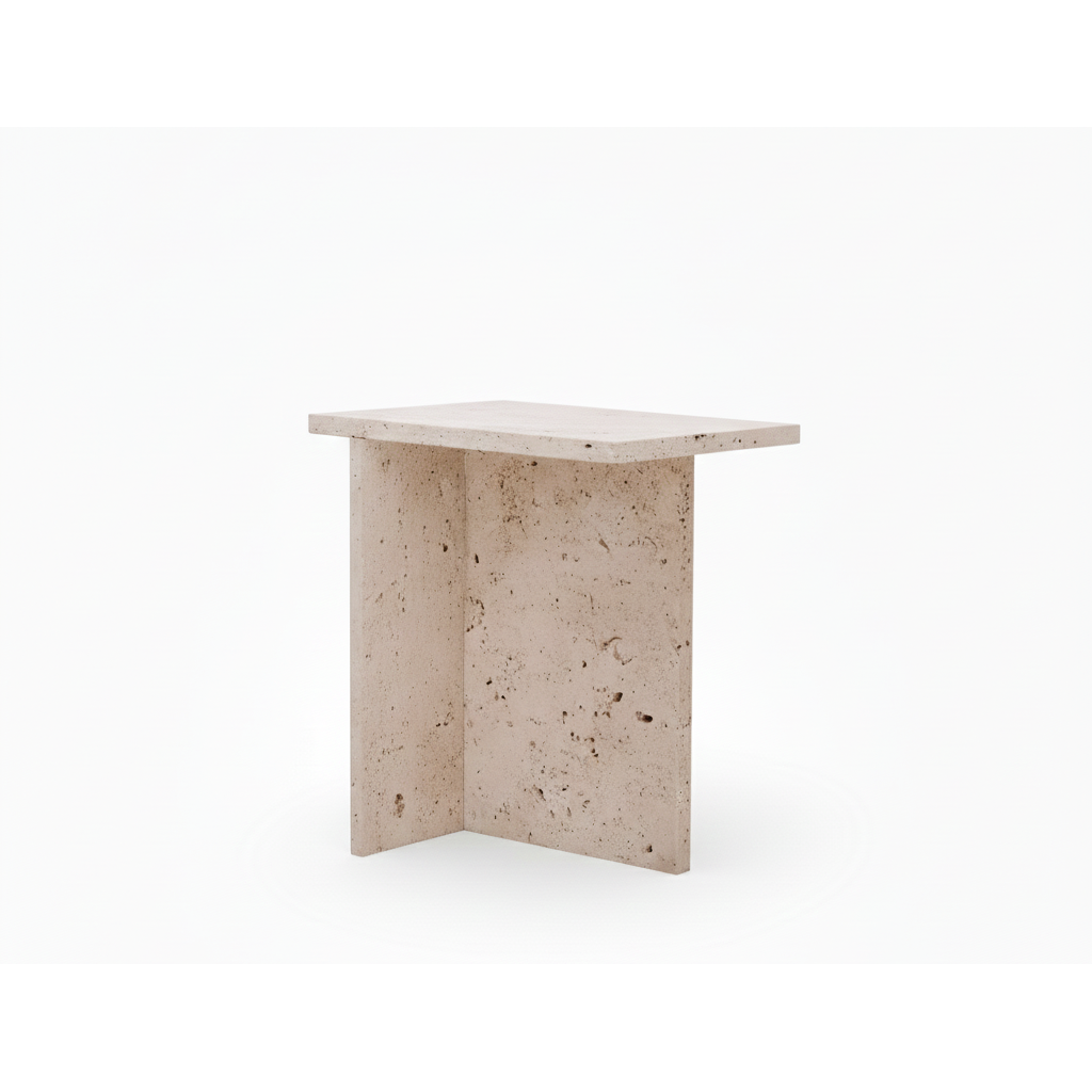 Beige Travertine Side Table