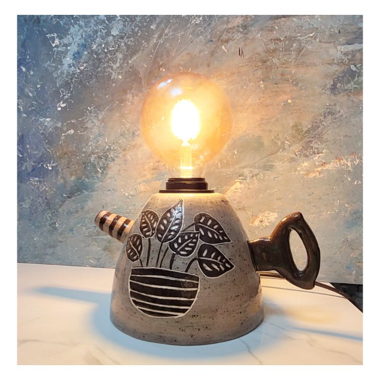 Yapraklı Çaydanlık Formlu Abajur-Dekoratif Aydınlatma-Sesiber-NowShopFun