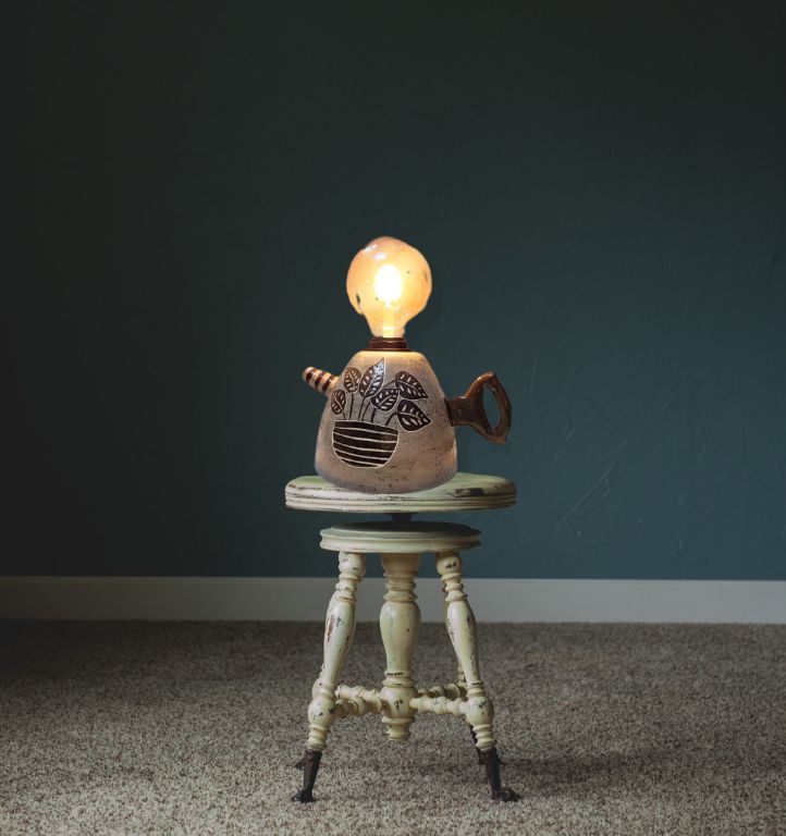 Yapraklı Çaydanlık Formlu Abajur-Dekoratif Aydınlatma-Sesiber-NowShopFun