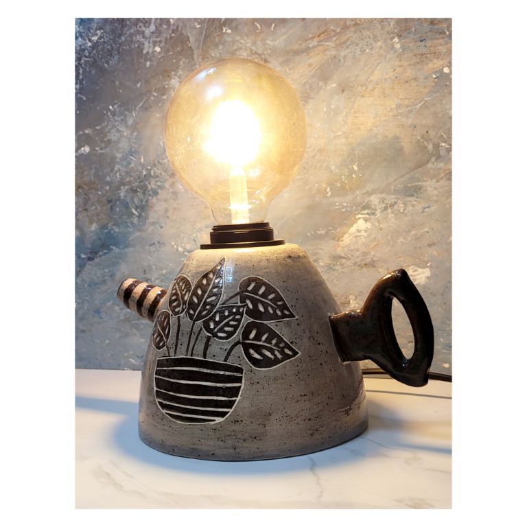 Yapraklı Çaydanlık Formlu Abajur-Dekoratif Aydınlatma-Sesiber-NowShopFun