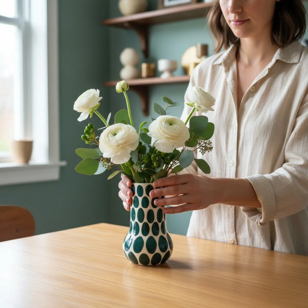 Yeşil Benkli Seramik Vazo