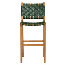 Yeşil Örgü Deri Oturumlu Naturel Renk Teak Bistro Sandalye Y.65cm-Artika Design-NowShopFun