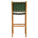 Yeşil Örgü Deri Oturumlu Naturel Renk Teak Bistro Sandalye Y.65cm-Artika Design-NowShopFun