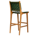 Yeşil Örgü Deri Oturumlu Naturel Renk Teak Bistro Sandalye Y.65cm-Artika Design-NowShopFun