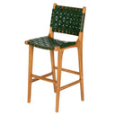 Yeşil Örgü Deri Oturumlu Naturel Renk Teak Bistro Sandalye Y.65cm-Artika Design-NowShopFun