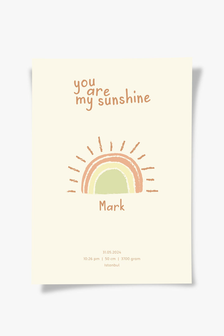 You Are My Sunshine Çocuk Odası Tablo-Baskı-ODA.products-30 x 40 cm-Çerçevesiz-NowShopFun