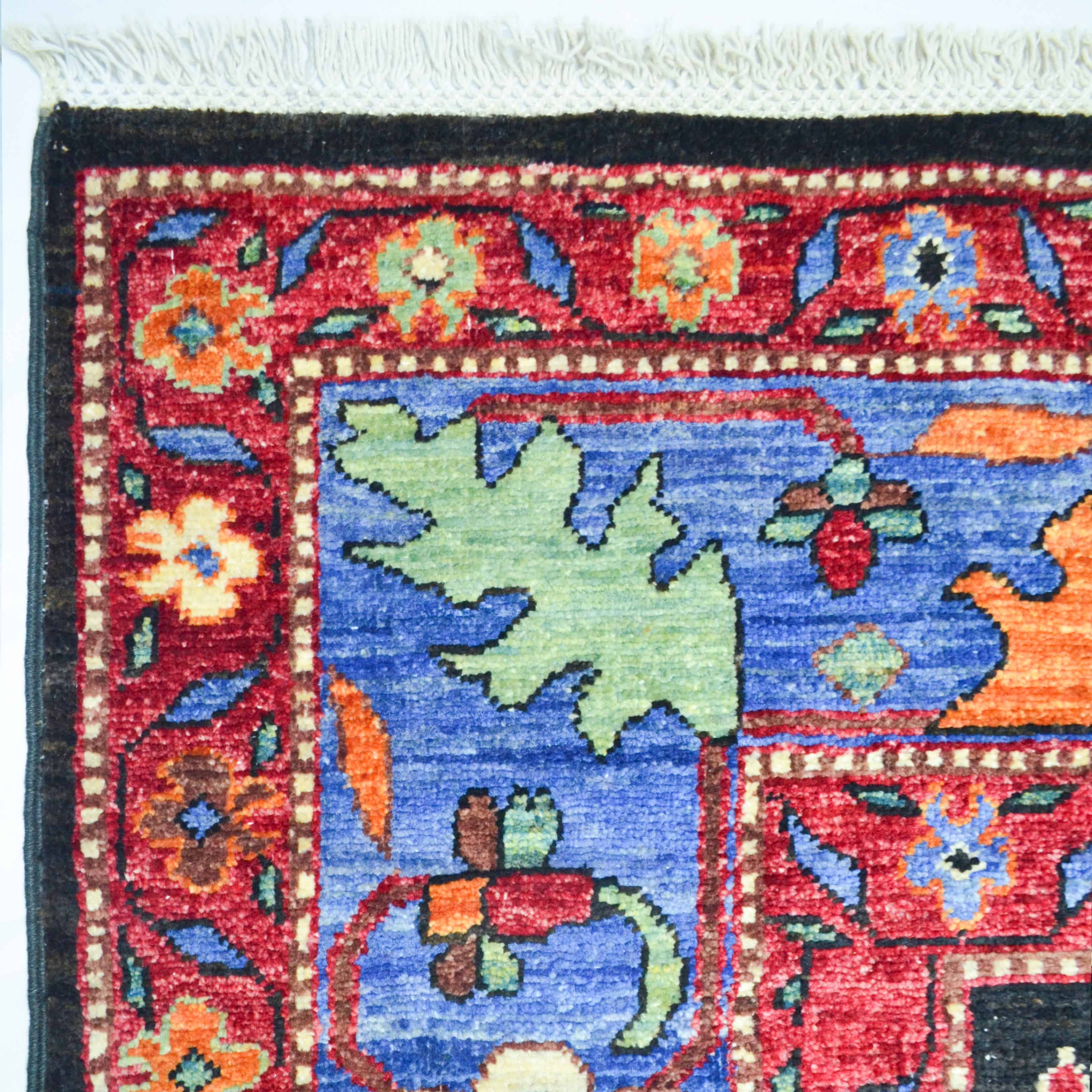 Yünden El Dokuma Hayat Ağacı Motifli Afgan Halısı 147x179 cm-Kilim & Halı-KilimCo-NowShopFun