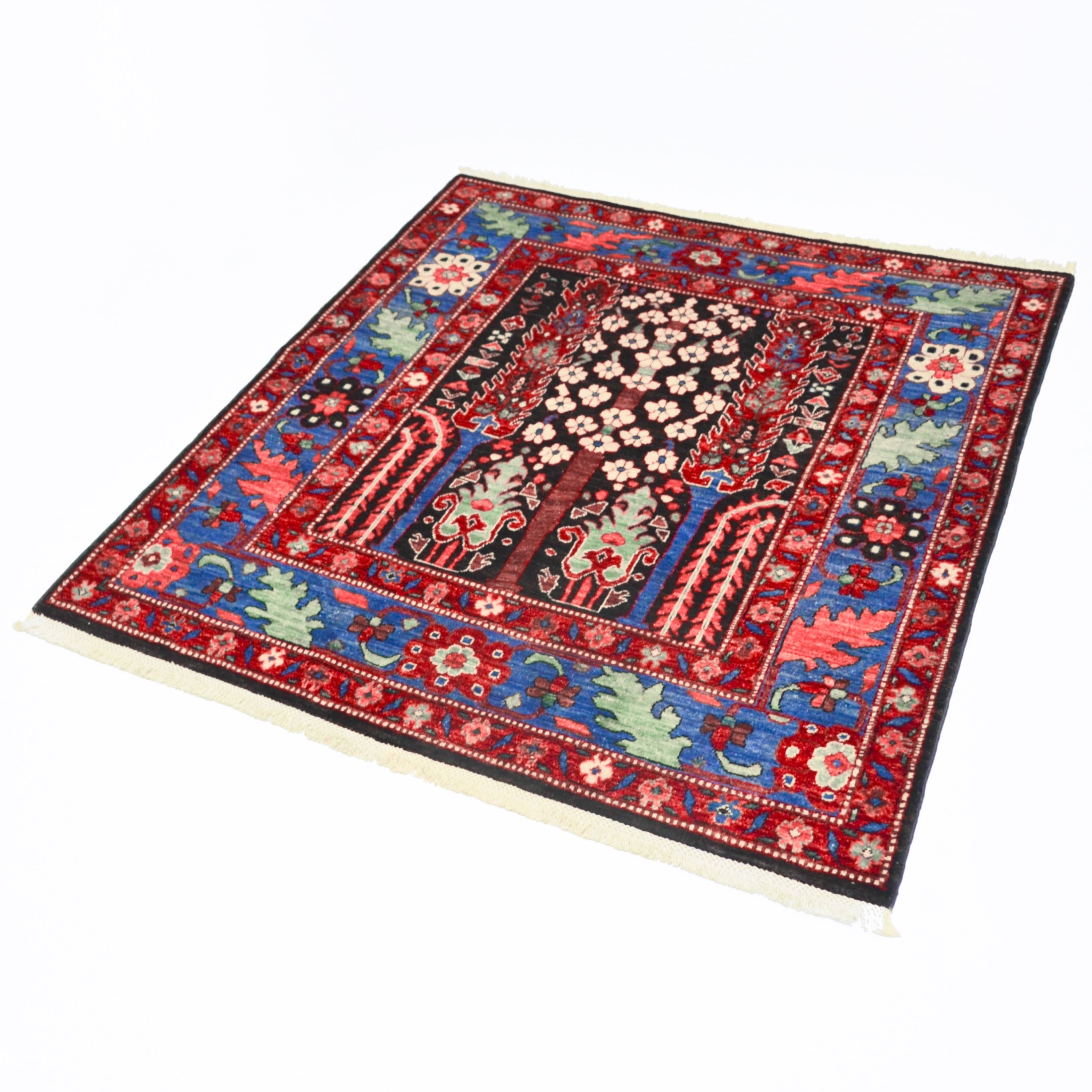 Yünden El Dokuma Hayat Ağacı Motifli Afgan Halısı 147x179 cm-Kilim & Halı-KilimCo-NowShopFun