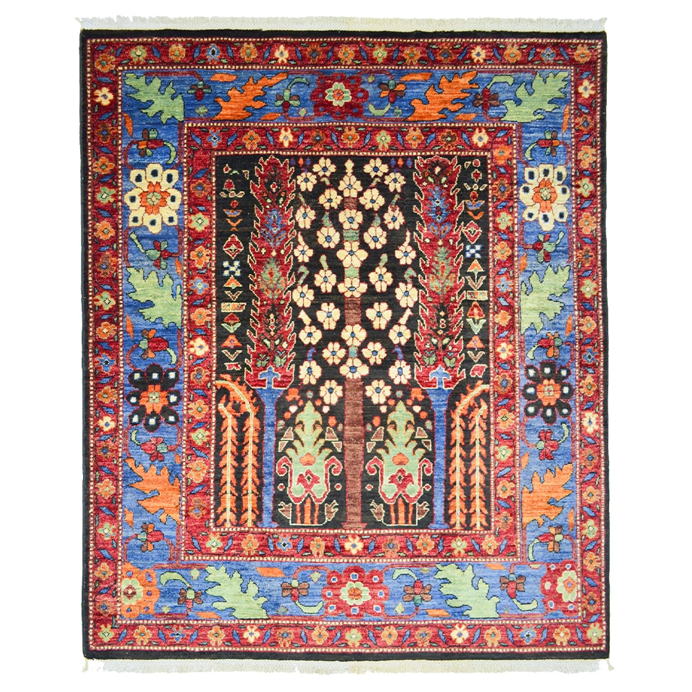 Yünden El Dokuma Hayat Ağacı Motifli Afgan Halısı 147x179 cm-Kilim & Halı-KilimCo-NowShopFun