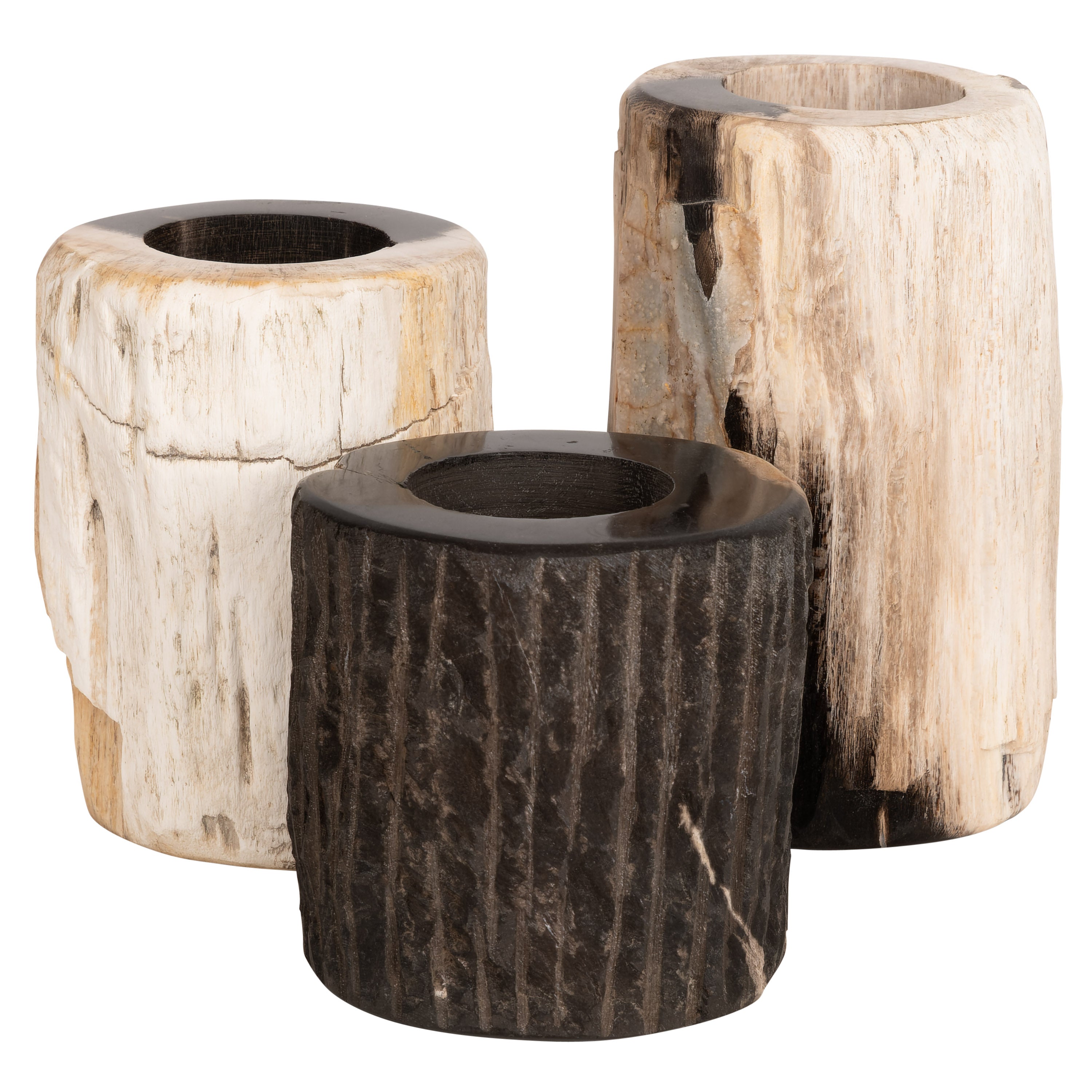 Yuvarlak Mumluk 3 lü Fosil Ağaç