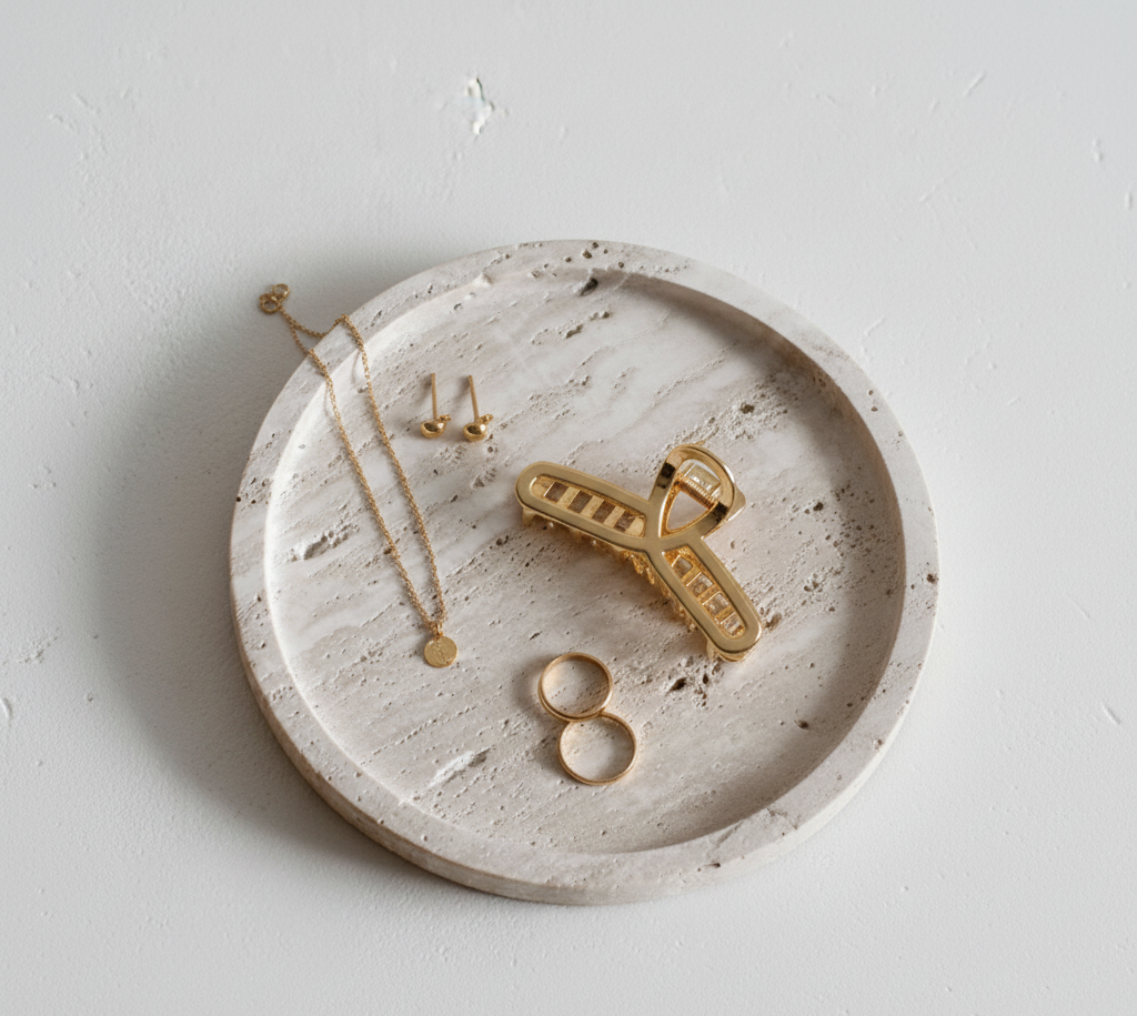 Yuvarlak Tepsi-Tepsi-Bej Marble & Design-15 cm Ø-Elazığ Vişne-NowShopFun