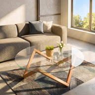 Nora Yuvarlak Cam Orta Sehpa-Orta Sehpa-Furnirem-Ceviz-NowShopFun