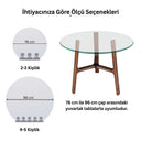 Piramit Ayaklı Yuvarlak Temperli Cam Yemek Masası