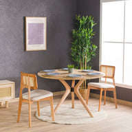Mina Yuvarlak Yemek Masası-Yemek Masası-Furnirem-65 cm-Ceviz-NowShopFun