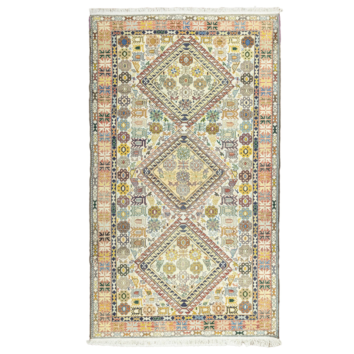 Zahedan Etnik Tasarımlı İpek Kilim 124X217 Cm