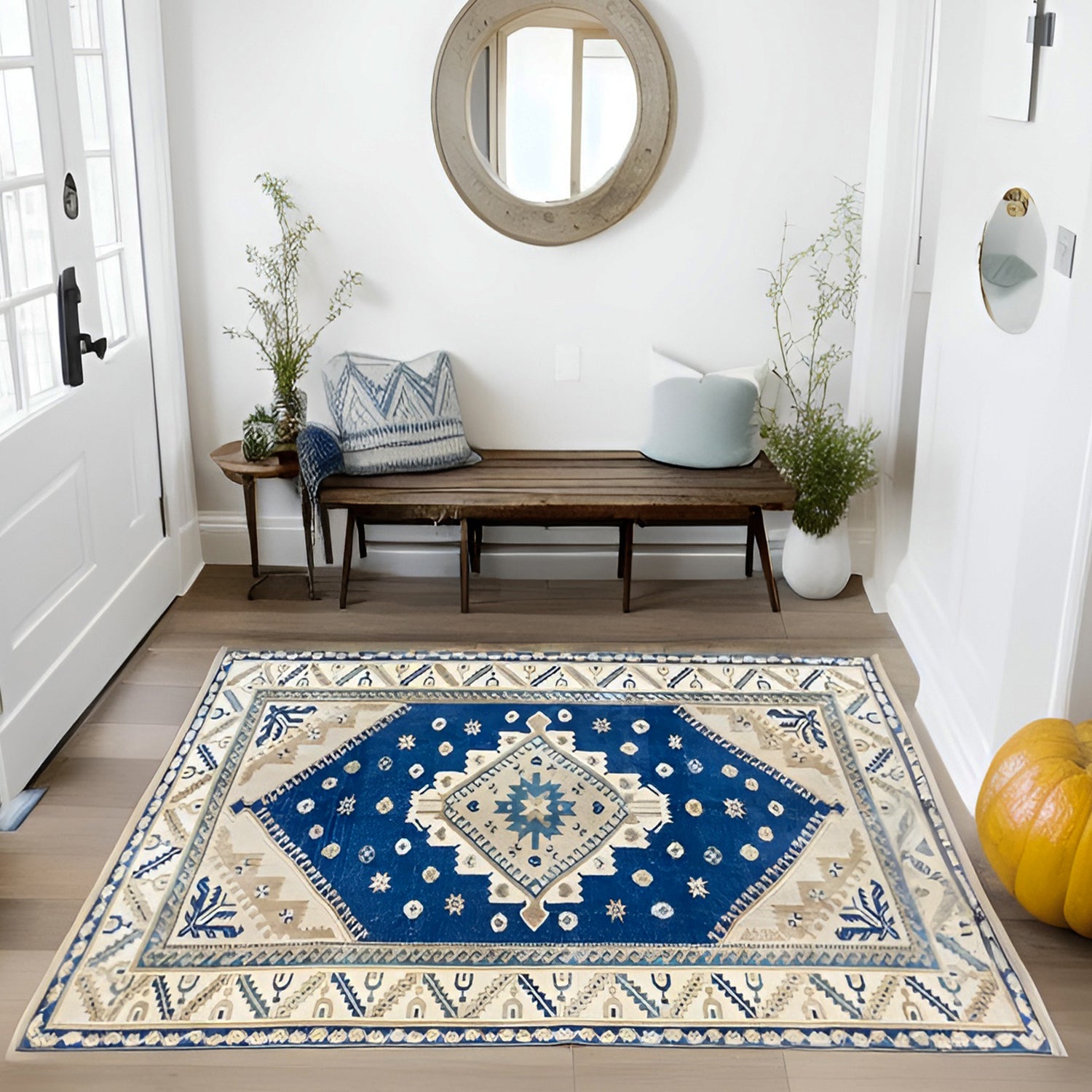 Zambak Rustik Desenli El Dokuma Yün Halı 146x201 cm-Kilim & Halı-Soho Antiq-NowShopFun