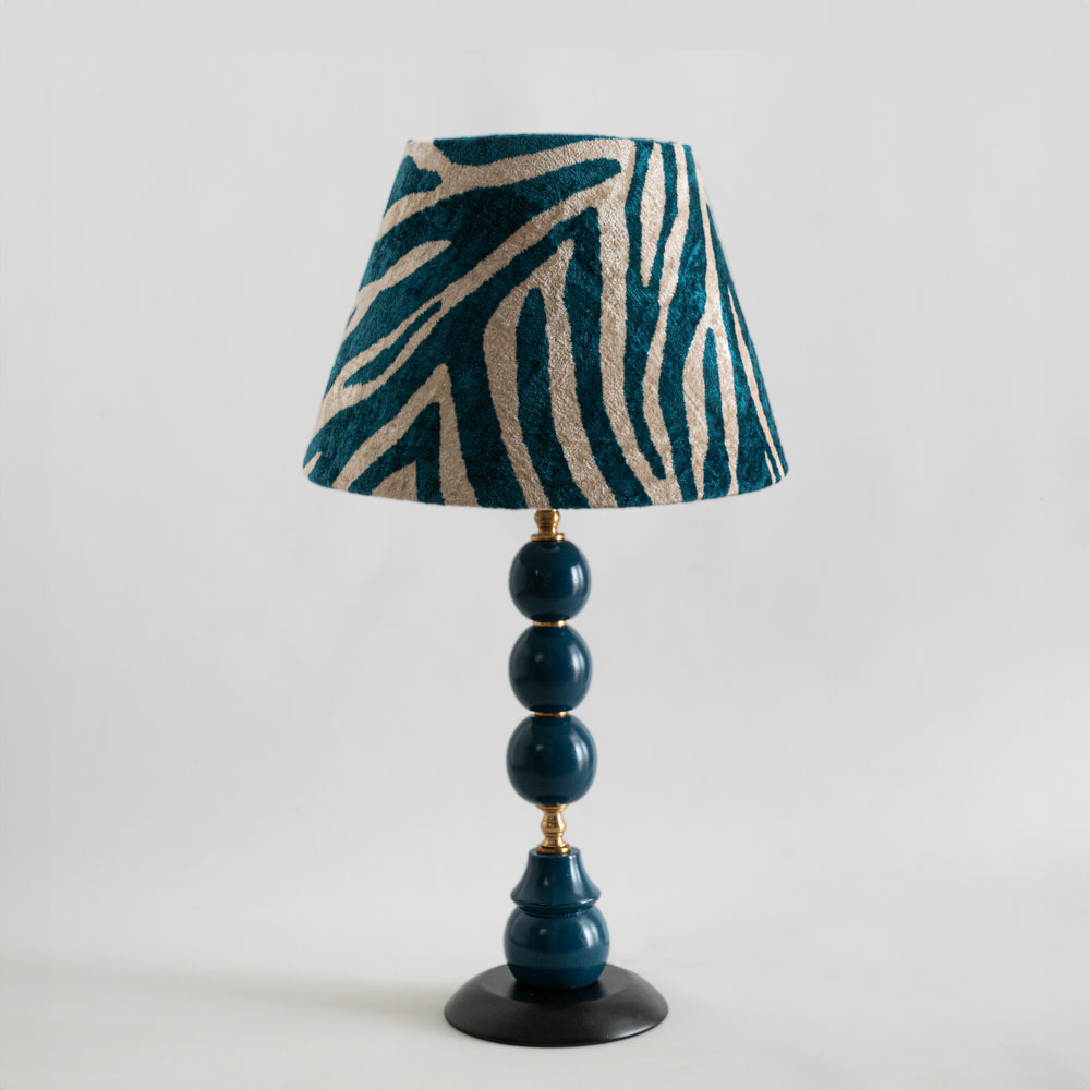 Zebra Desenli İpek Kadife Başlıklı Abajur
