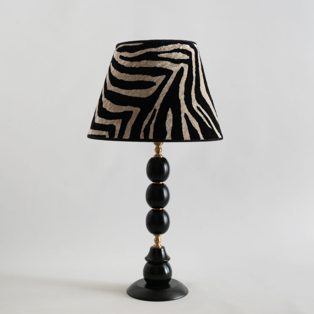 Zebra Desenli İpek Kadife Başlıklı Abajur