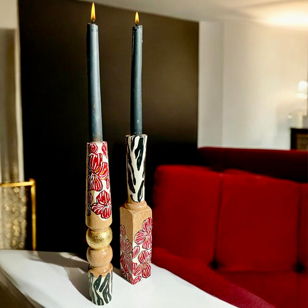 Zebra İkili Şamdan Set
