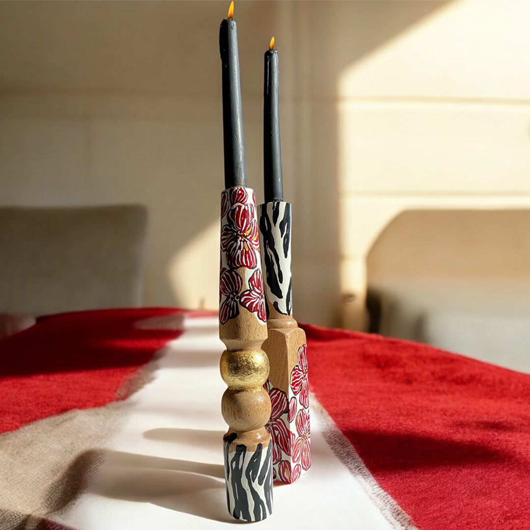 Zebra İkili Şamdan Set