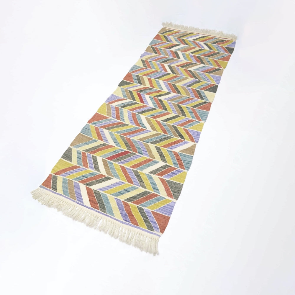 Zikzak Desenli El Dokuma Uşak Kilim Yolluk