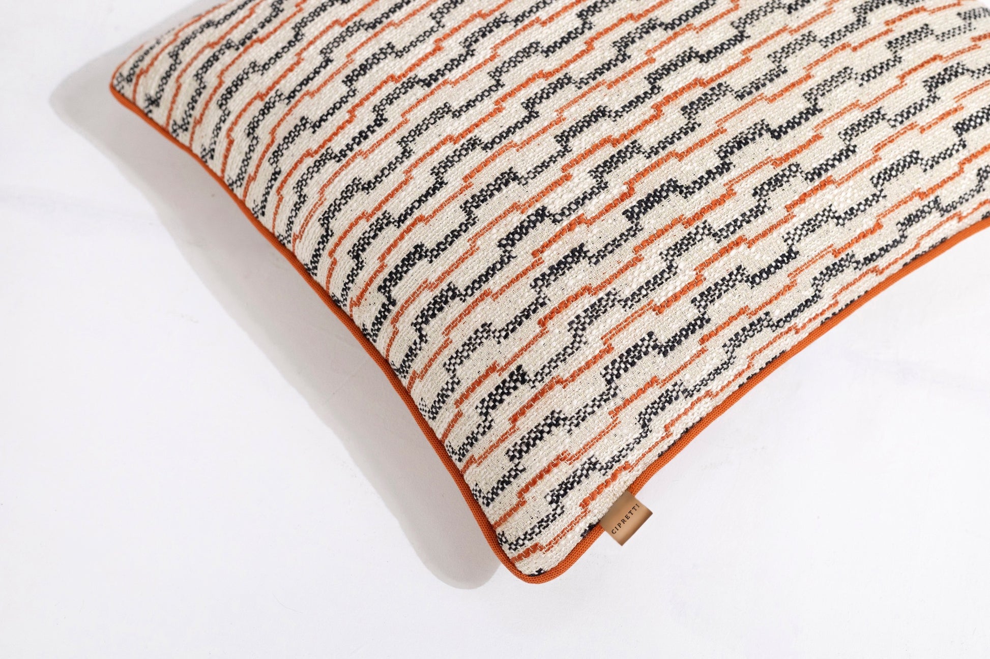 Zikzak Dokulu Turuncu Şönil Kırlent