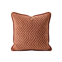 Zikzak Terracotta Pembe Dokulu Kadife Kırlent