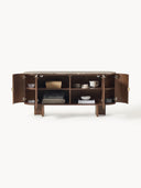 Zumi Masif Ahşap Dressoir, Oval Köşeli ve Mermer Tablalı 160 cm