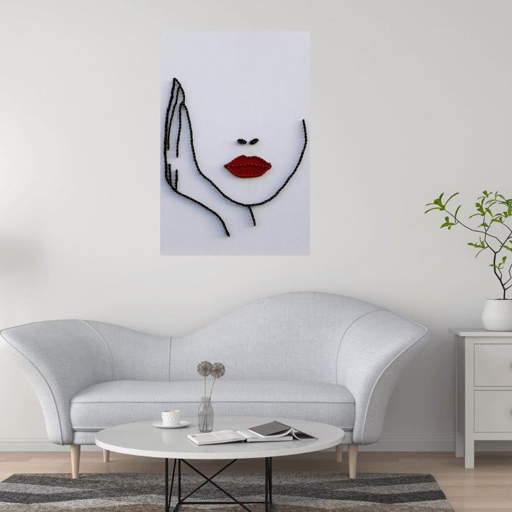 1çivi - String Art & One Line Art Tablo - Red Lips - Tablo