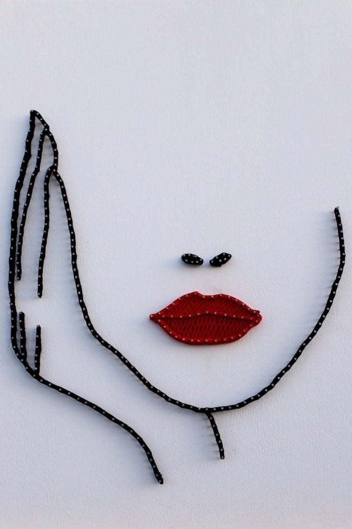 1çivi - String Art & One Line Art Tablo - Red Lips - Tablo