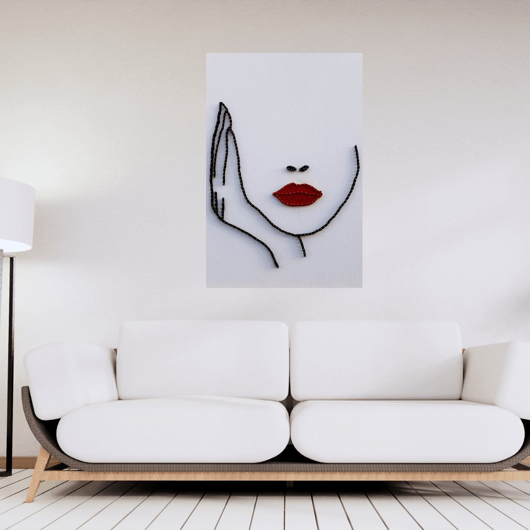 1çivi - String Art & One Line Art Tablo - Red Lips - Tablo