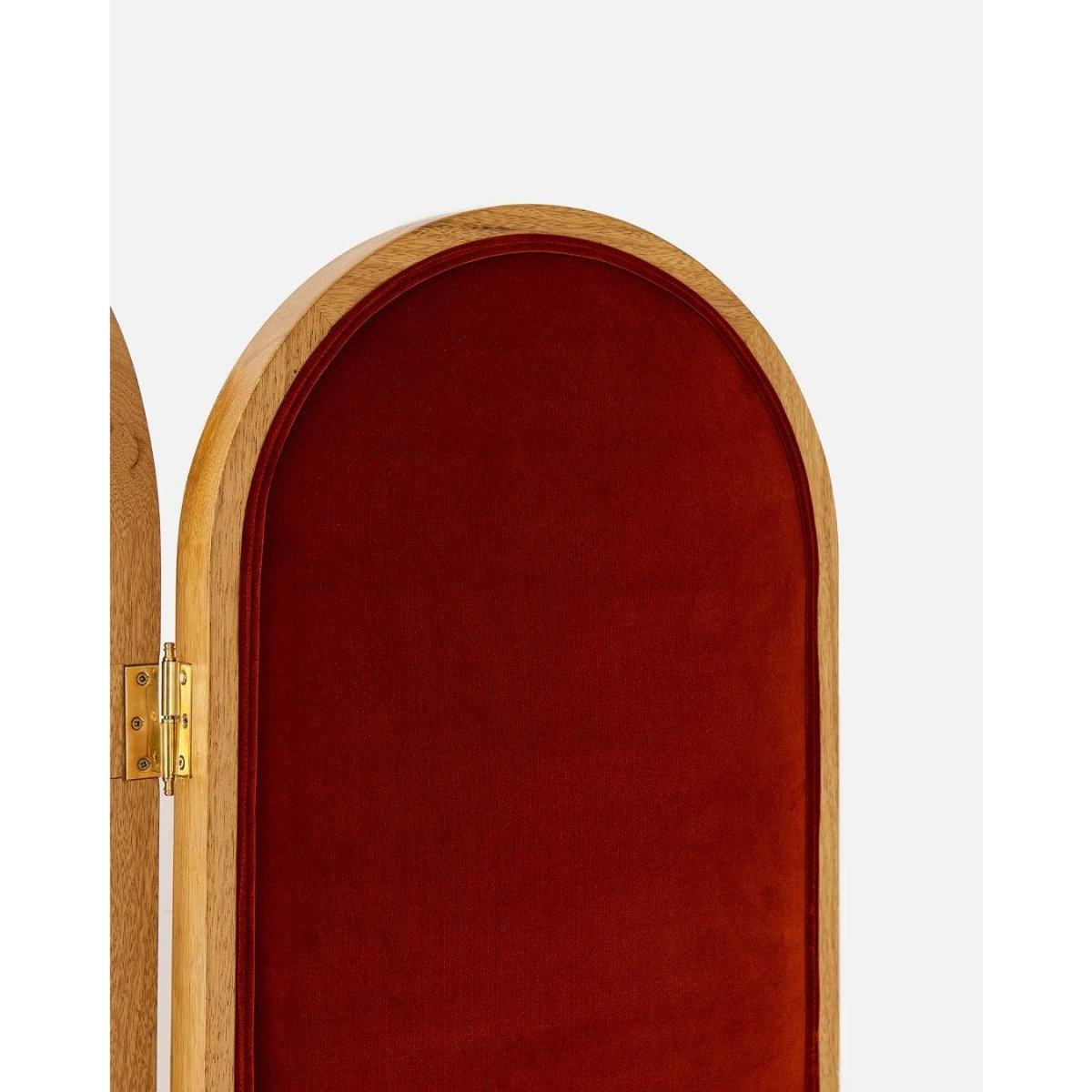 Ahşap Çerçeveli Tarçın Kadife Paravan