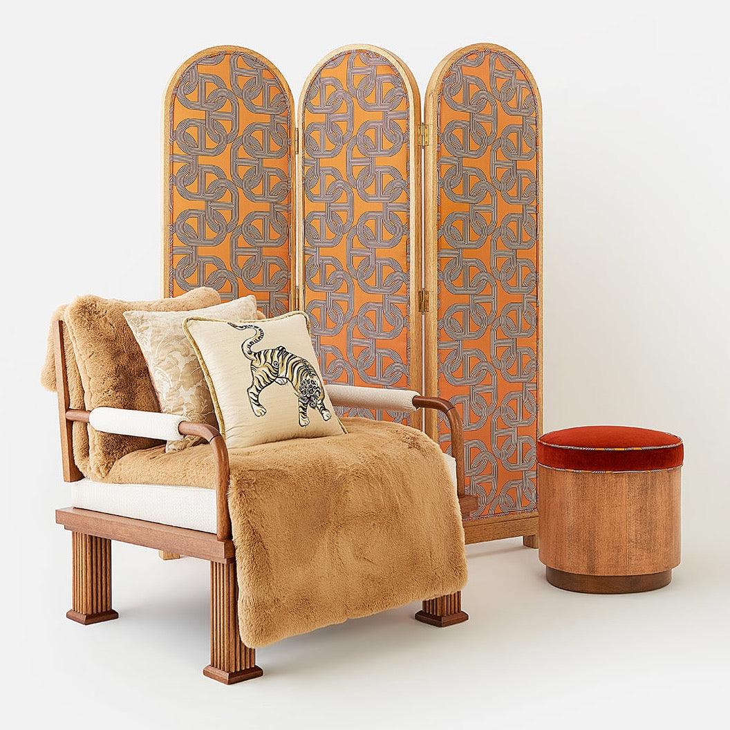 Ahşap Çerçeveli Turuncu Paravan