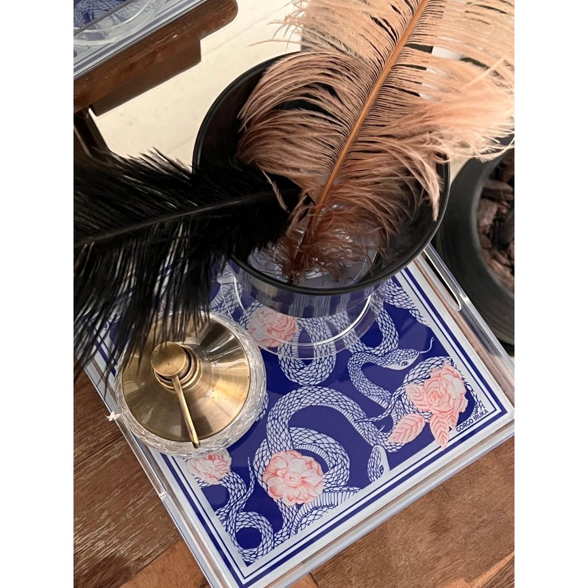 Akrilik Tepsi Mor Gül