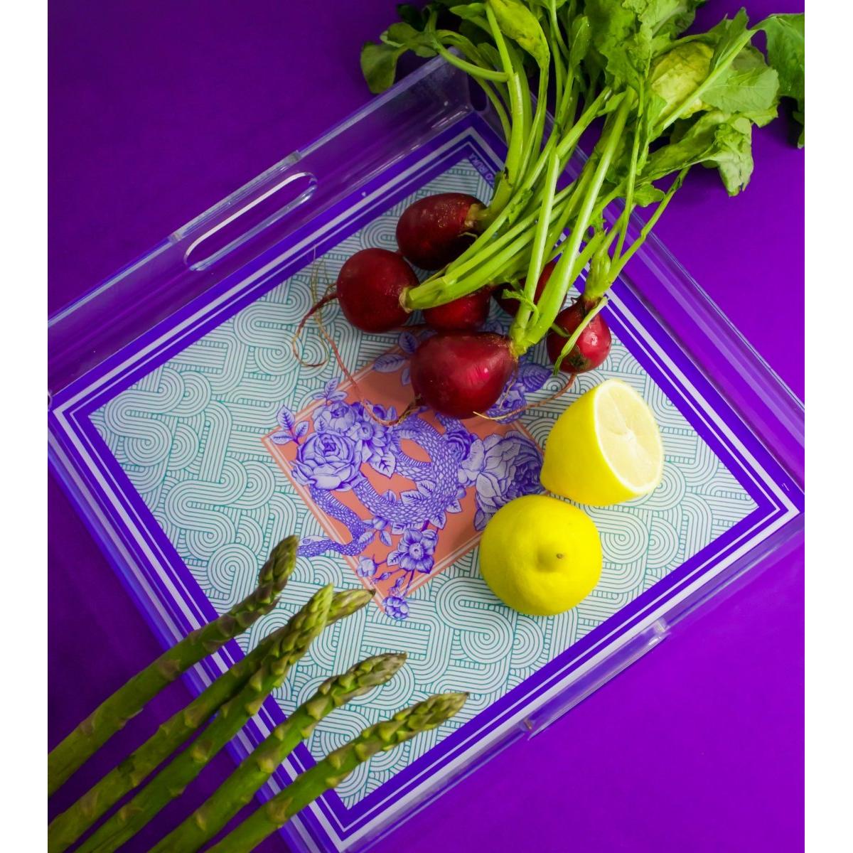 Akrilik Tepsi Mor Oblik