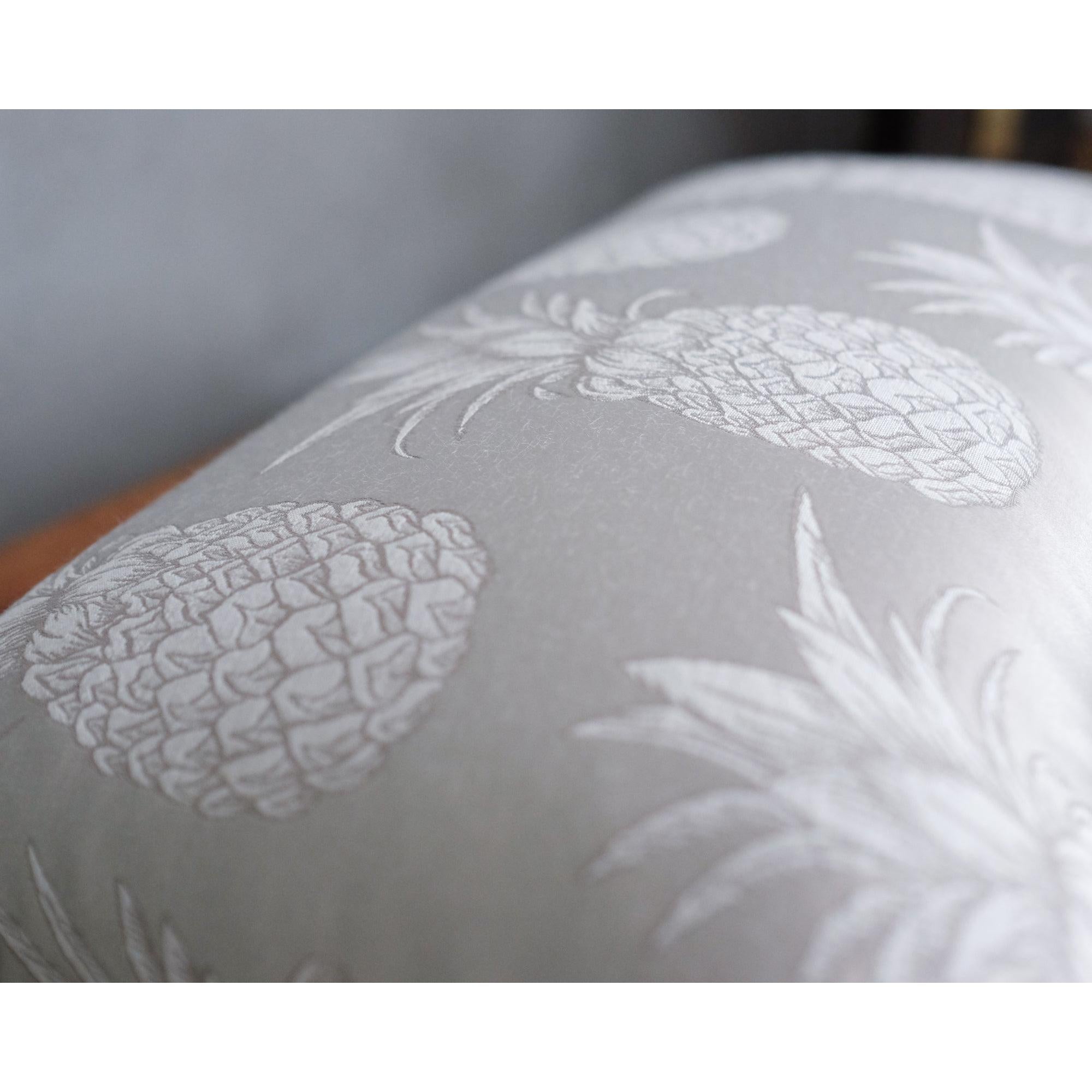 Ananaslı Tropikal Gümüş Gri ve Zümrüt Yeşili Yastık Kılıfı