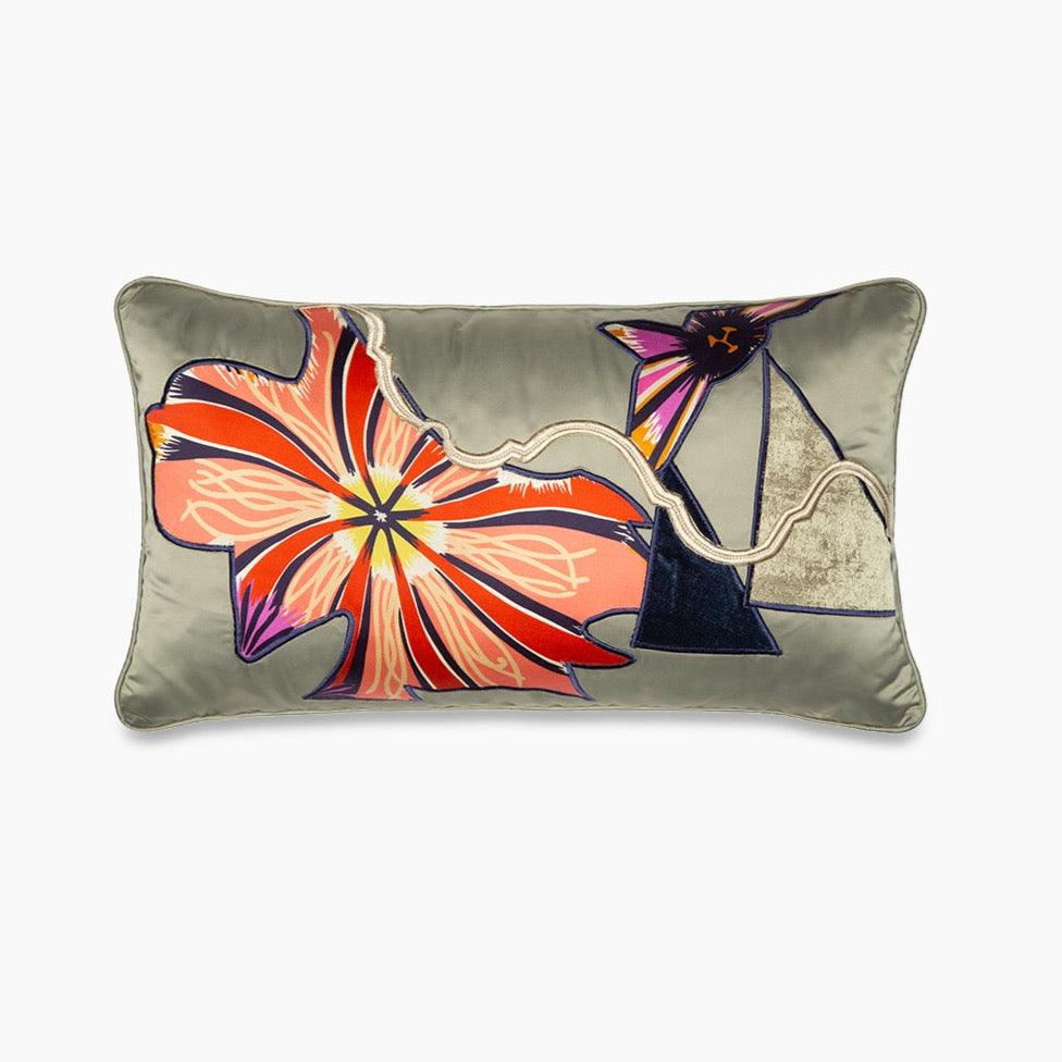 Aplik Detaylı Çok Renkli İpek Kırlent