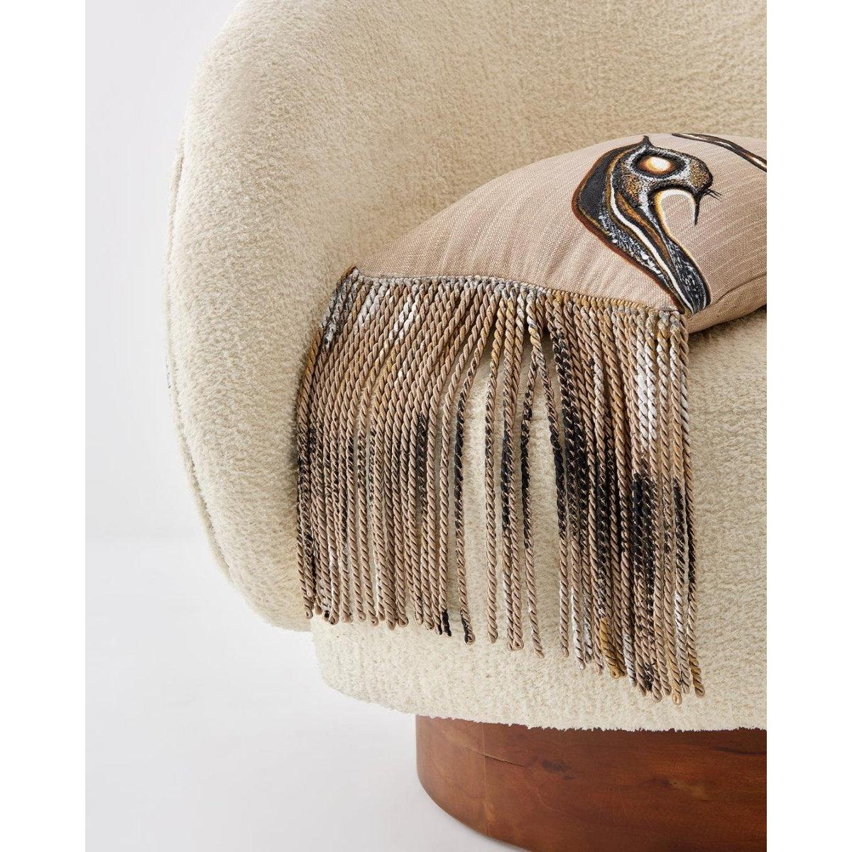 Cozy El Oyması Detaylı Bej Koltuk
