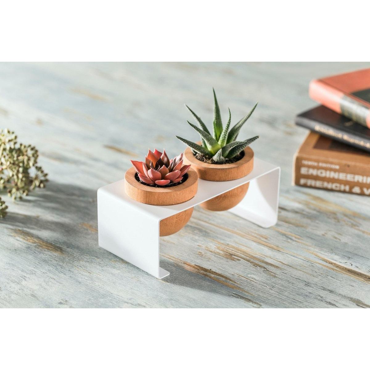 Dew 2'li Saksı, Metal Standlı 2'li Ahşap Saksı