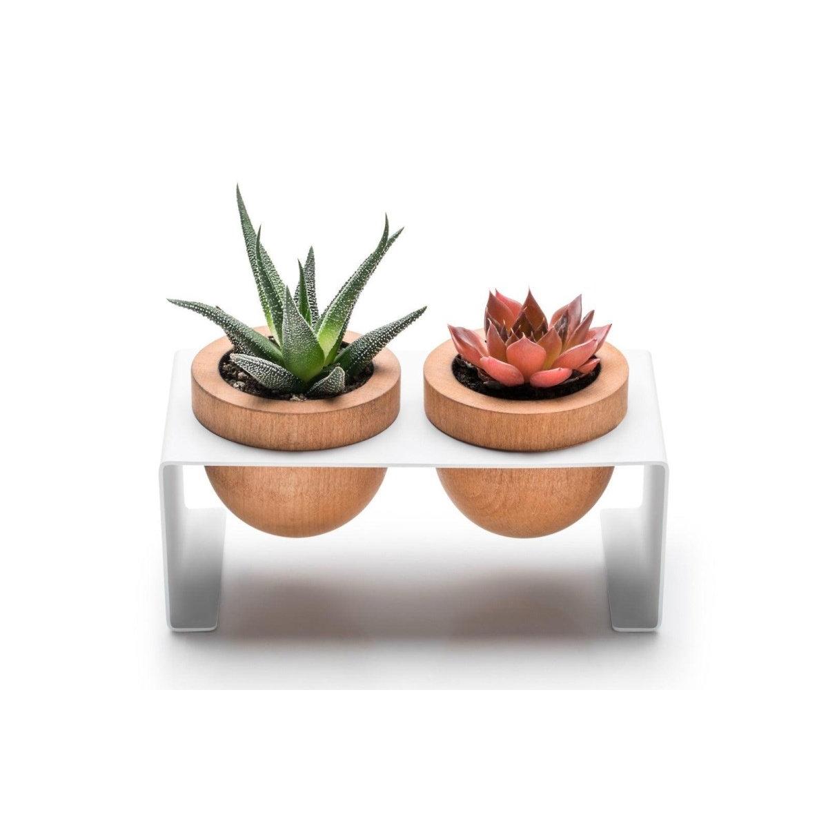 Dew 2'li Saksı, Metal Standlı 2'li Ahşap Saksı