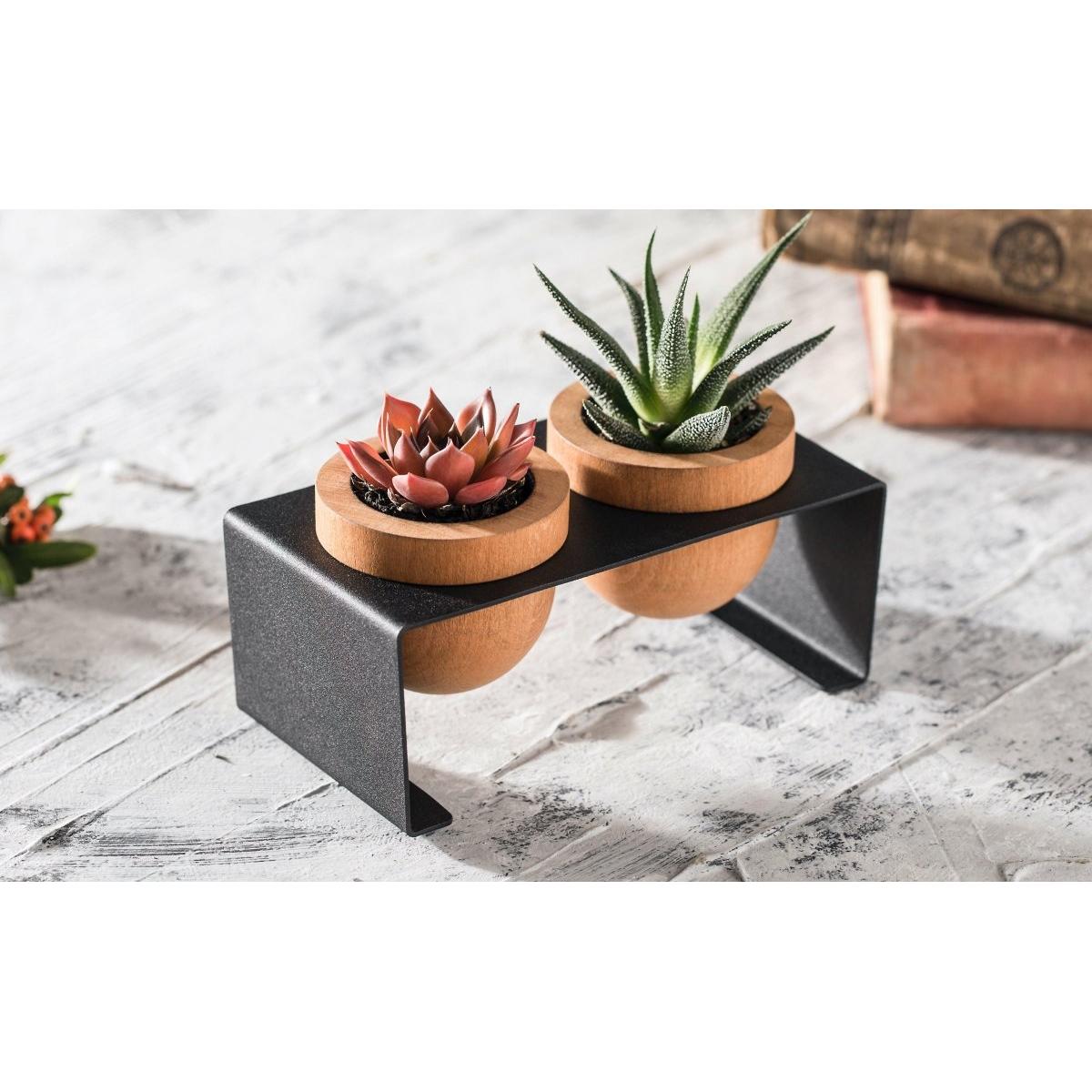 Dew 2'li Saksı, Metal Standlı 2'li Ahşap Saksı