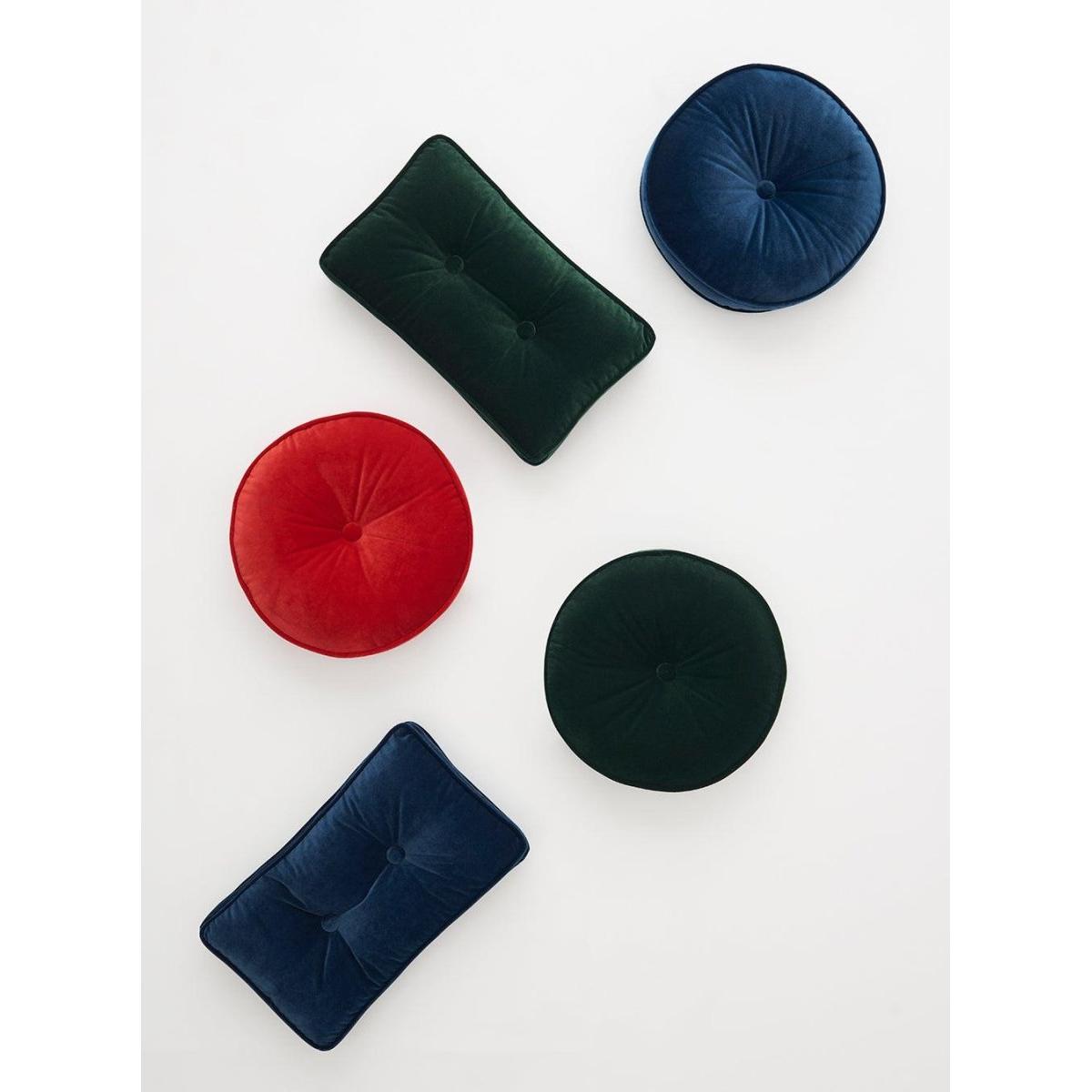 Dikdörtgen Düğme Detaylı Saks Mavisi Kadife Yastık