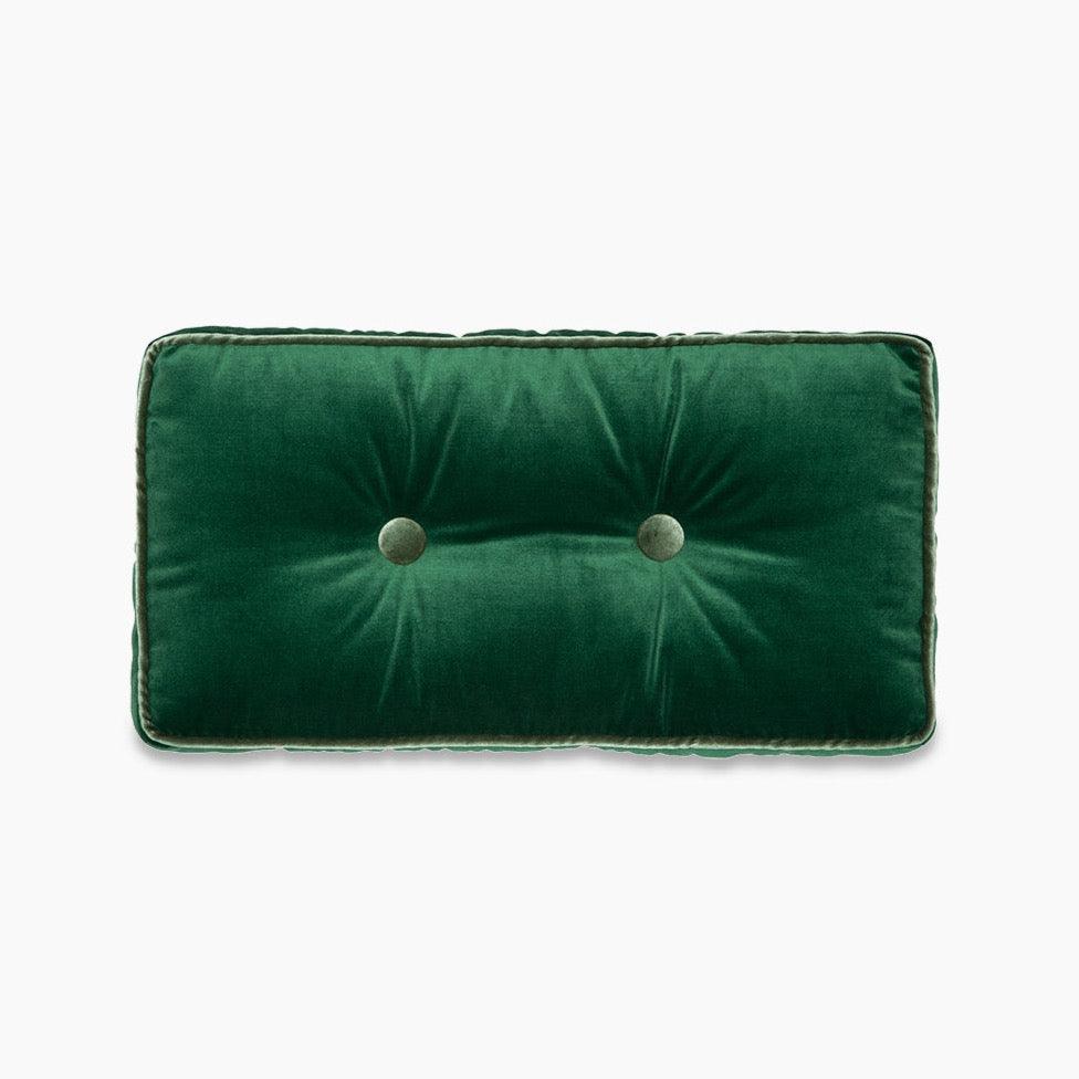 Dikdörtgen Düğme Detaylı Yeşil Kadife Kırlent