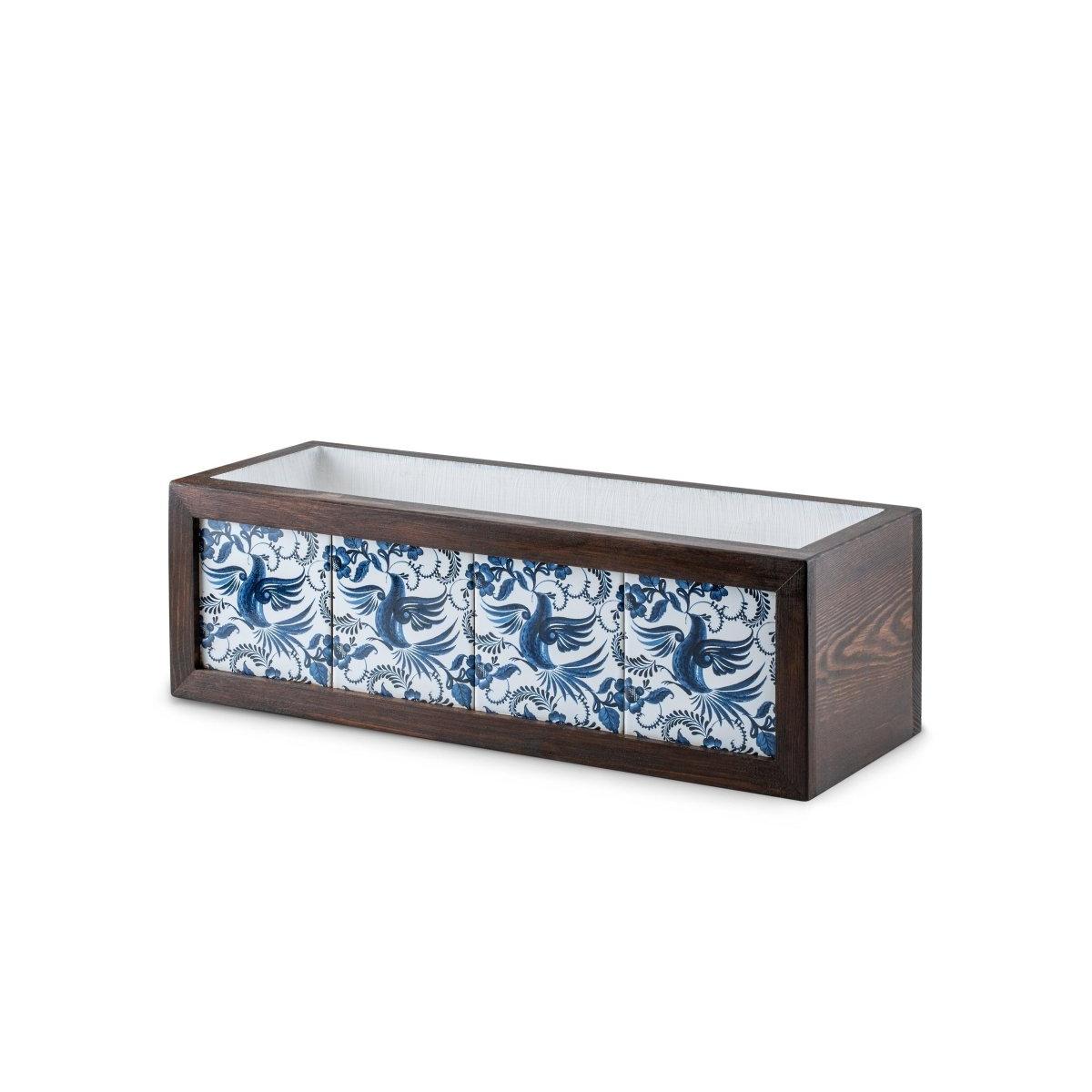 Duvara Asılabilir Meksika Çinili Ahşap Saksı