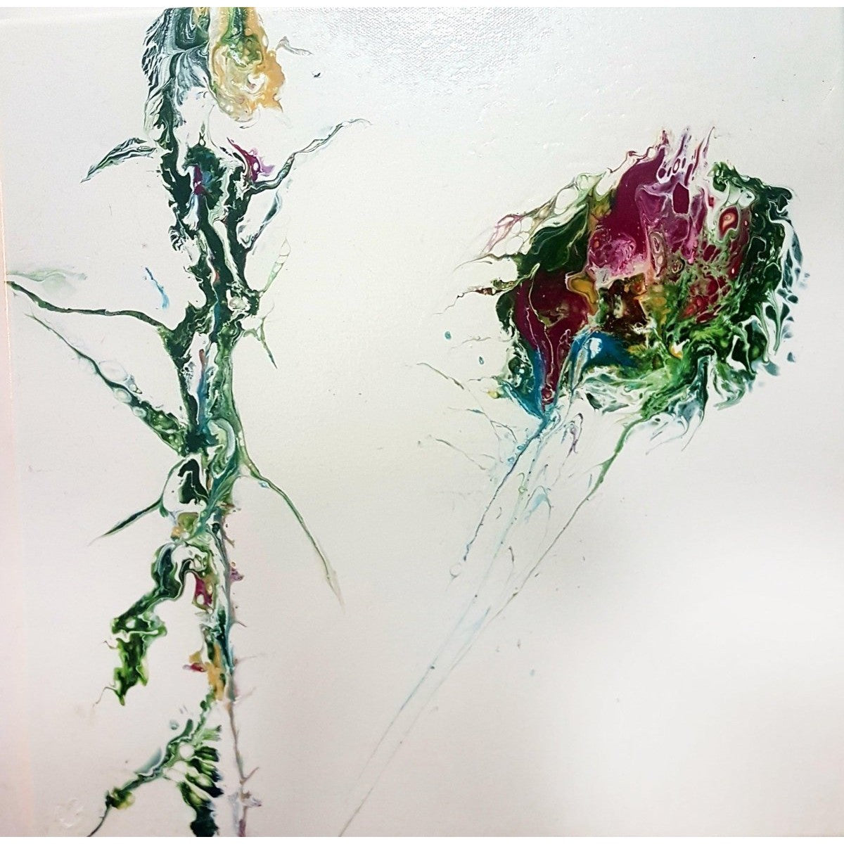 Flying I -Akrilik Boyama 40x40 cm Kare Soyut Kanvas Tablo