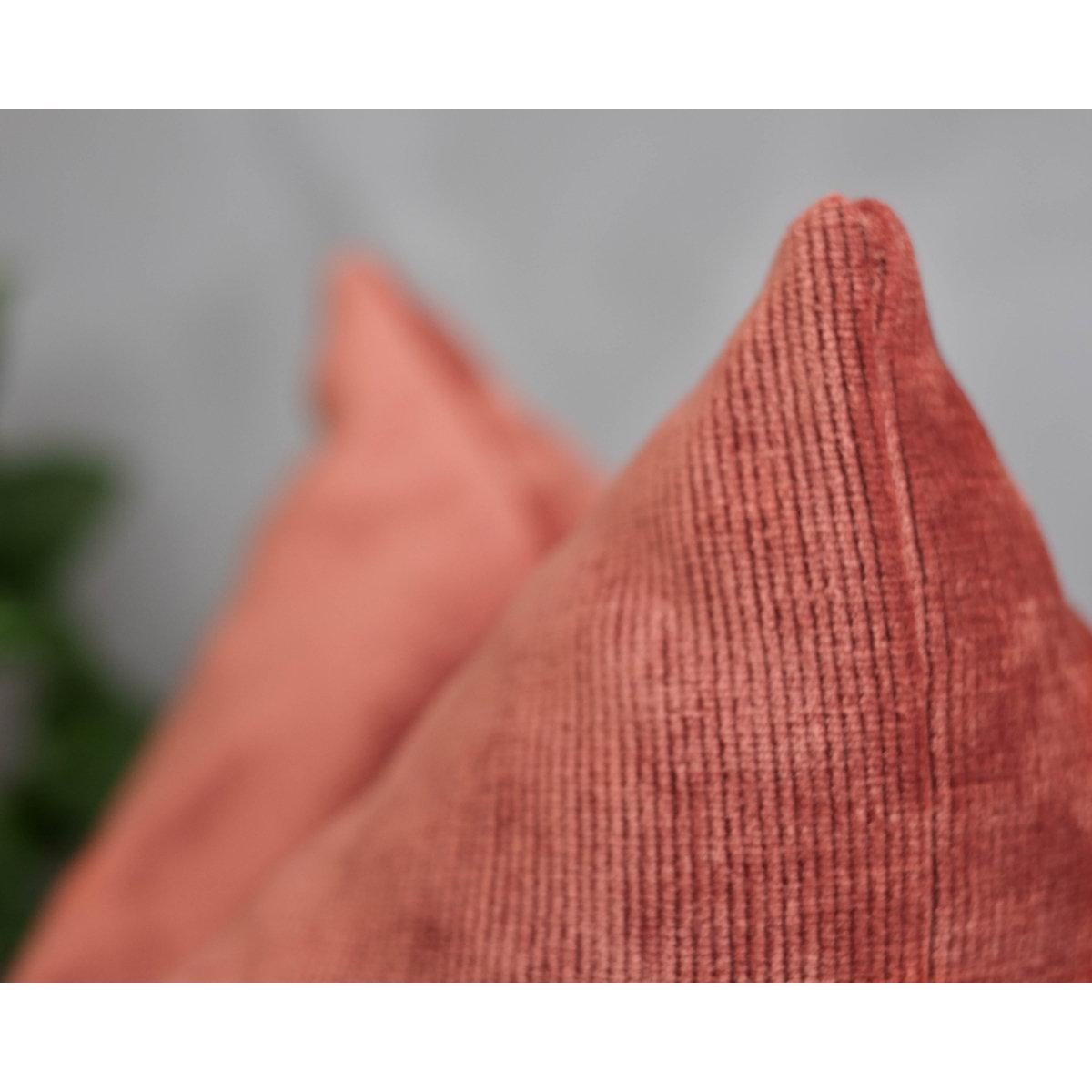 Kiremit Rengi Fitilli Kadife Yastık Kılıfı