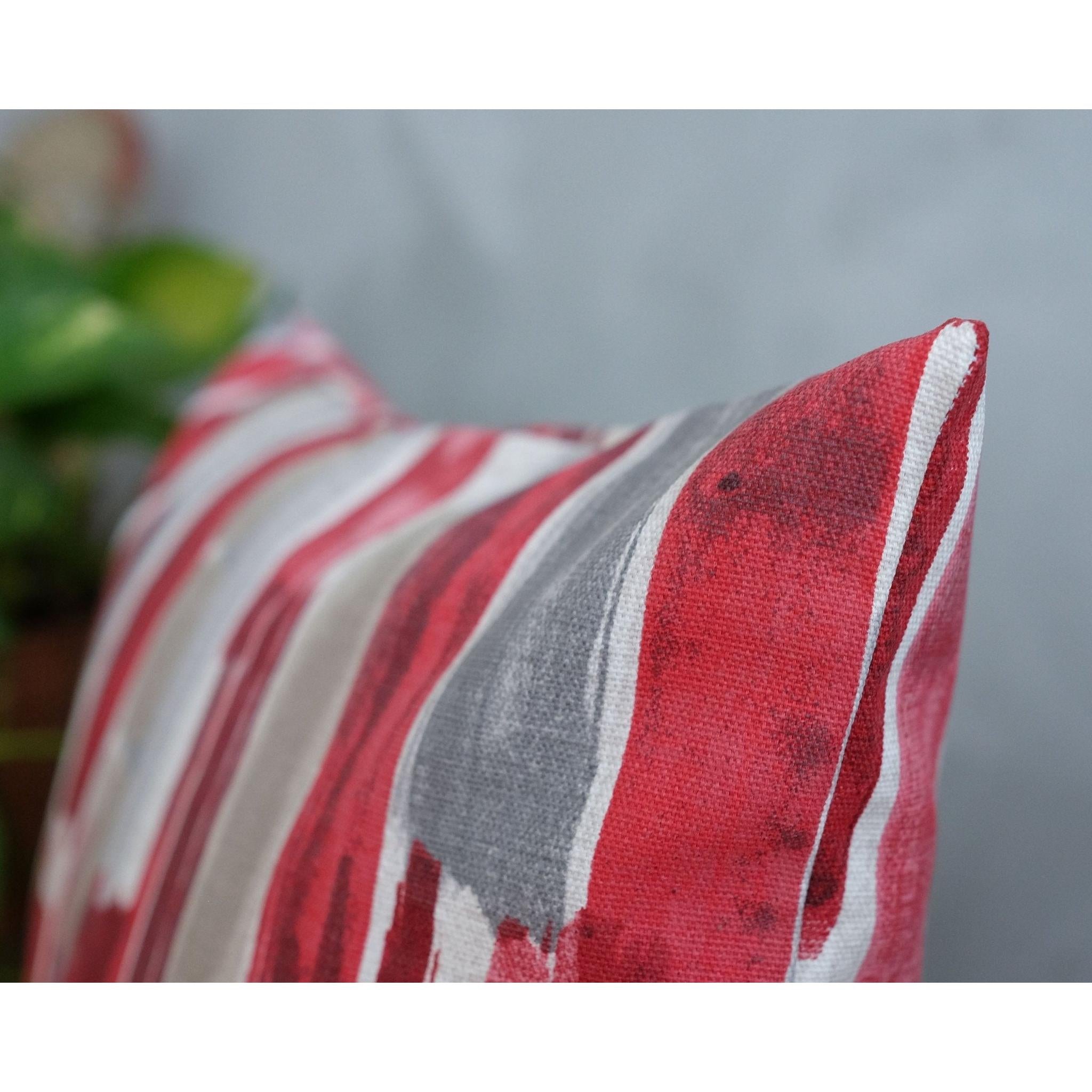 Kırmızı & Gri Fırça Darbeli Yastık Kılıfı